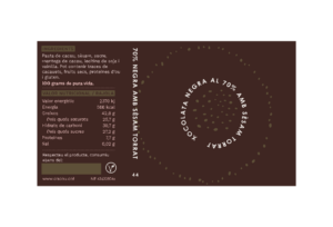 Xocolata negra 70% cacau amb sèsam torrat