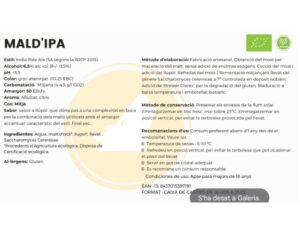 Cervesa artesanal Mald'Ipa característiques