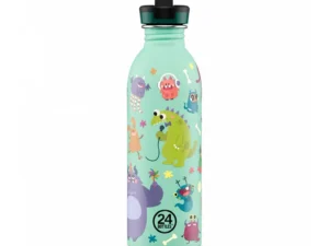 Ampolla infantil 24Bottles Urban Spooky Friends de 500 ml, amb monstres de colors i broc abatible.